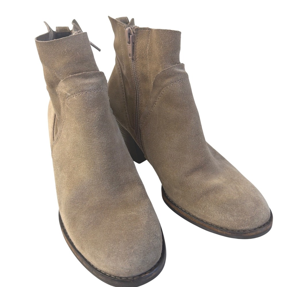 Paul Green Suede Ankle Boots Taupe Side Zip Booties Womens UK 3 US 5 - Picture 3 of 10
